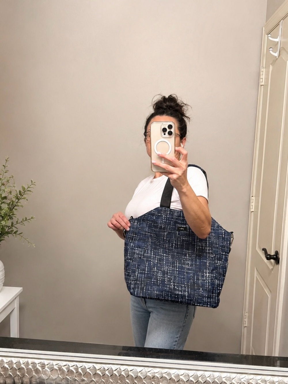 Scout Crossbody Tote Bag NWOT Blue Plaid East of Tweeden Travel